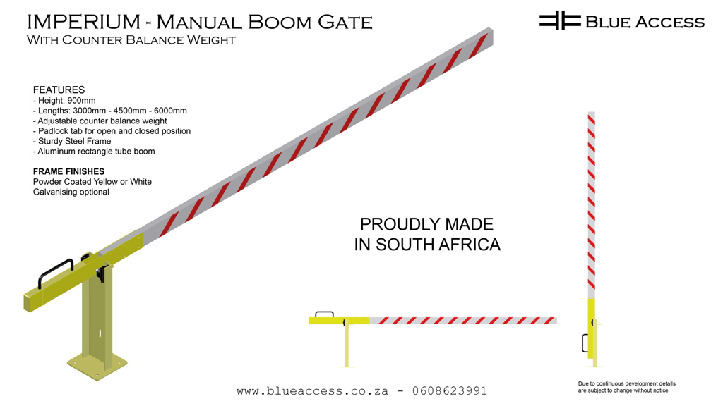 Blue Access Imperium Manual Boom Gate, Boom Barrier, Traffic Barrier, Durban, South Africa