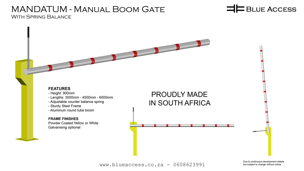 Blue Access Mandatum Manual Boom Gate, Boom Barrier, Traffic Barrier, Durban, South Africa