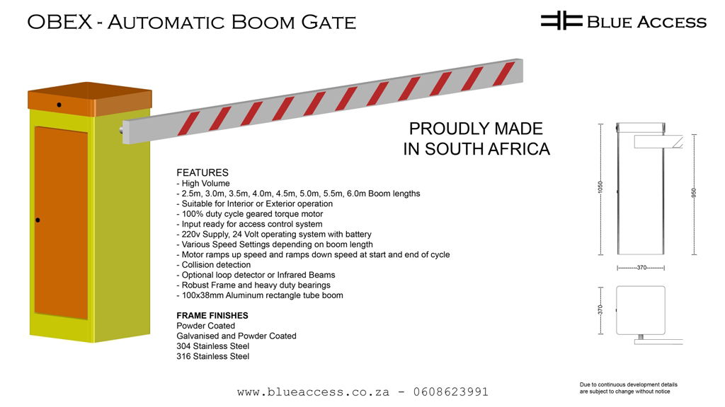 Blue Access Obex Automatic Boom Gate, Boom Barrier, Traffic Barrier, Durban, South Africa