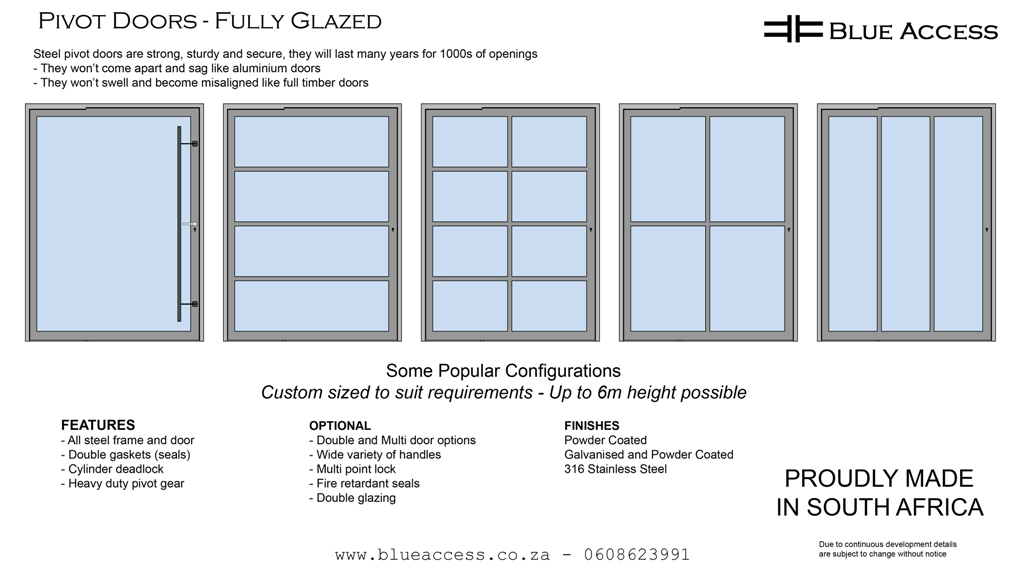 Fully Glazed Pivot Doors, Glass Pivot Doors | Steel Pivot Doors, Durban, South Africa