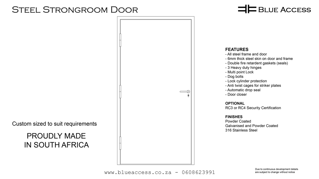 Steel Strongroom Doors, Durban, South Africa