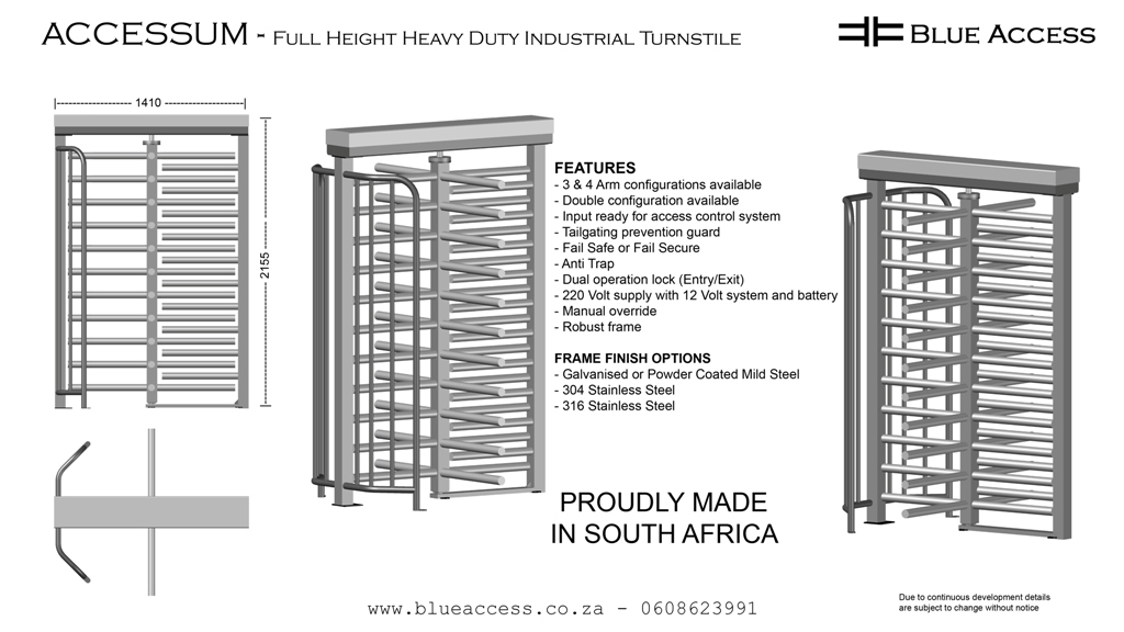 Accessum Heavy Duty Full Height Industrial Turnstile, Durban, South Africa