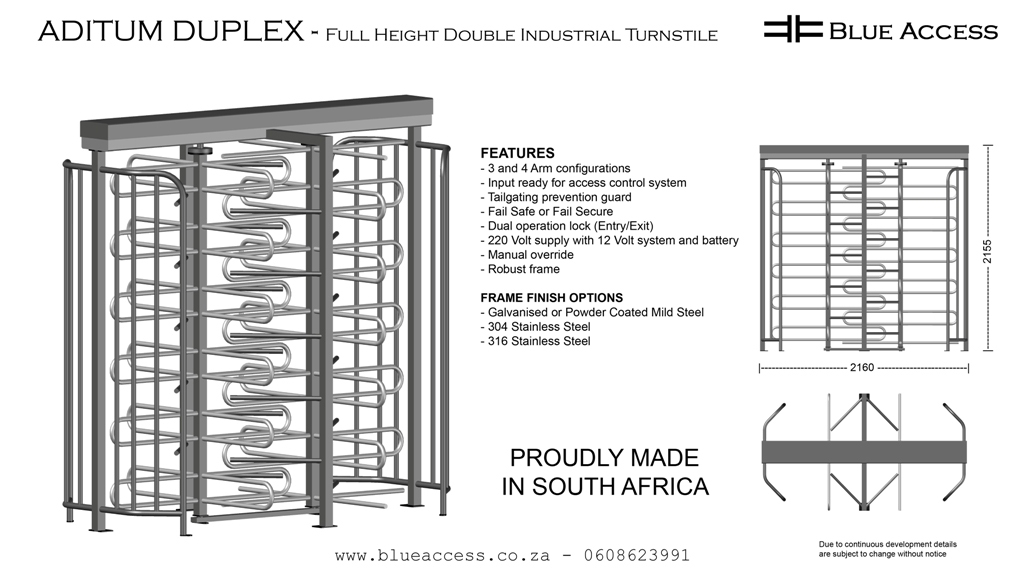 Aditum Full Height Double Industrial Turnstile, Durban, South Africa