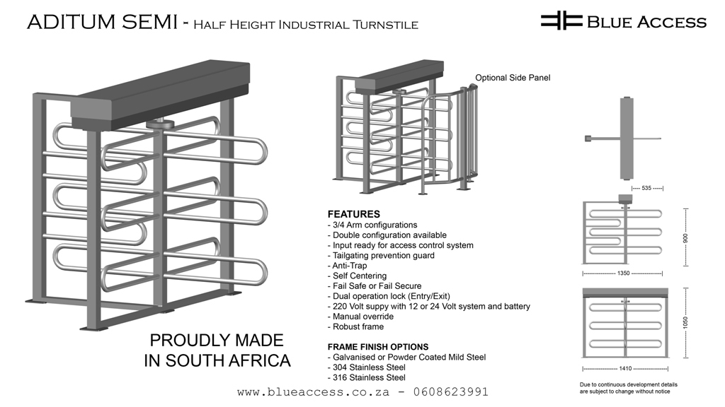 Aditum Semi Half Height Industrial Turnstile, Durban, South Africa