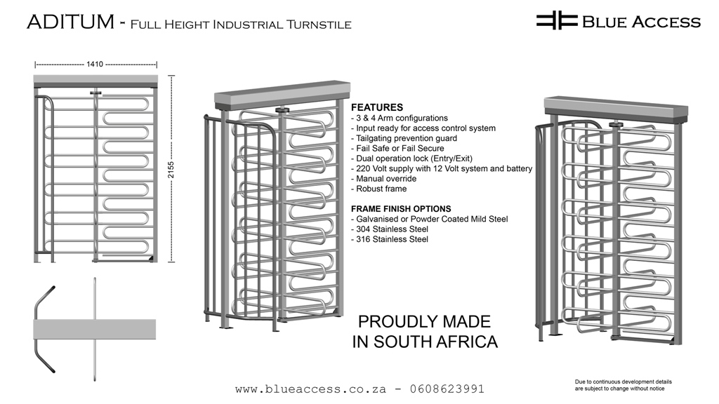 Aditum Full Height Industrial Turnstile, Durban, South Africa