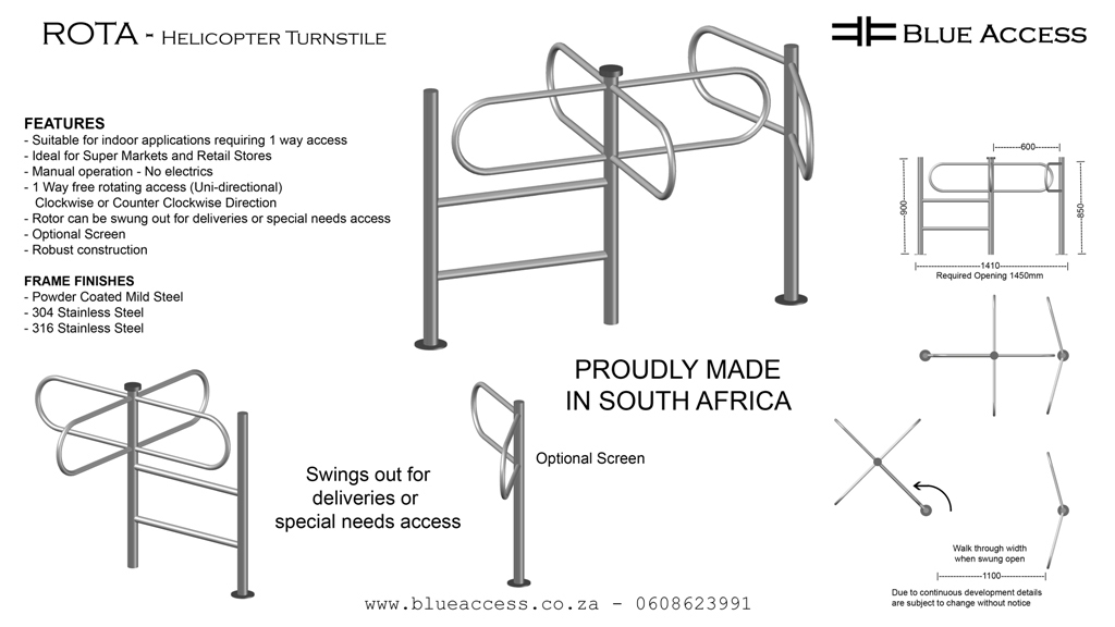 Rota Helicopter Turnstile, Supermarket Turnstile, Durban South Africa